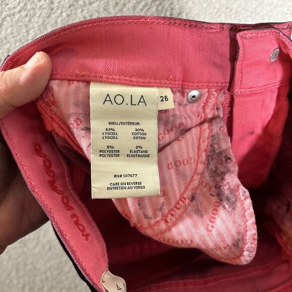 NWT AO L.A High Rise Ankle Skinny Jeans Alice + Olivia Wine/Bubblegum Size 26 - Picture 15 of 15